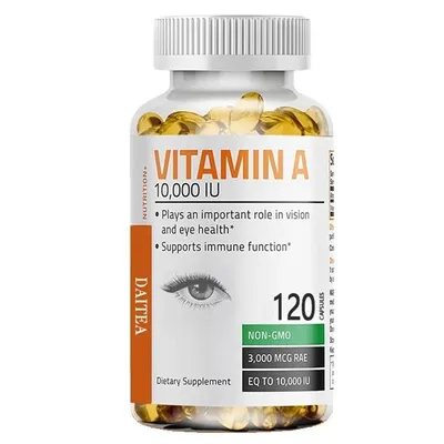 Produktbild von Vitamin A 10,000IU (120 Kapseln) Nahrungsergänzungsmittel, Augen, Sehkraft, Augengesundheit, Immunsystem