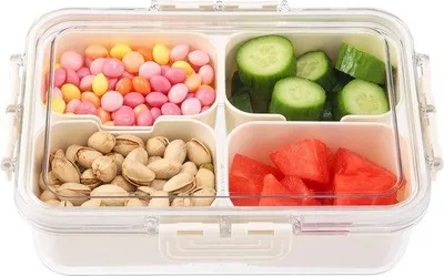 Obrázek produktu pro Plastová sada na talíře se 4 talíři a bílým odnímatelným víkem