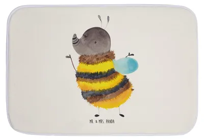 Produktbild von Mr. & Mrs. Panda Badteppich Hummel flauschig - Weiß - Geschenk, Blume, Gute Laune, Badezimmerteppich, Badvorleger, Badezimmer Matte, Teppich Bad, Biene, Badematte, Natur
