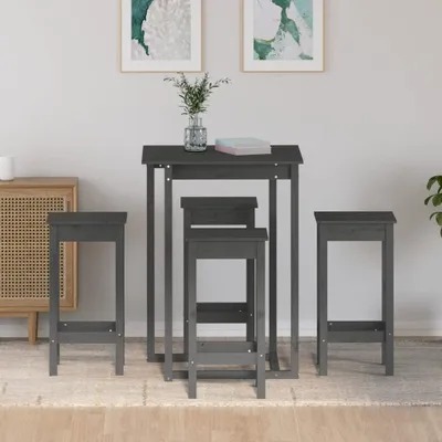 Produktbild von Graues 5-teiliges Bar-Set aus massivem Kiefernholz