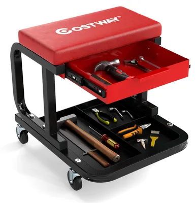 Produktbild von FANTASK Mobiler Werkstatthocker bis 185 kg, Werkstattsitz mit Rollen, Rollhocker