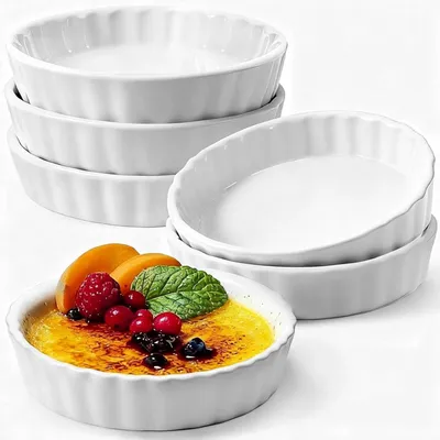 Zdjęcie produktu dla Miseczki do crème brûlée, ceramiczne, 12 x 2,2 cm, zestaw 6 sztuk, do deserów
