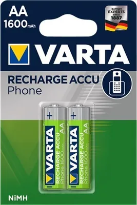 A package of Varta Recharge Accu AA batteries.
