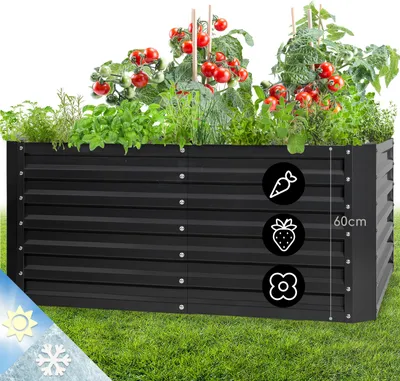 Image de Blumfeldt Jardiniere sur Pieds, Espace Potager sur Pied Jardinage Extérieur, Potager Surélevé en Hauteur, Potager Sureleve Exterieur Jardin et Balcon, Bac Potager sur Pied en Acier, 432L, 1,2 m