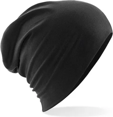 Zdjęcie produktu dla Beechfield B368 | Hemsedal Bawełna Slouch Beanie / Długość: 28cm - Kolor: Czarny - Rozmiar: Jeden rozmiar
