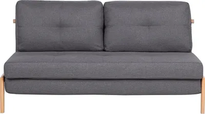 Produktbild von BELIANI 2-Sitzer Sofa Dunkelgrau Stoffbezug Gesteppt mit Schlaffunktion Hohen Metallbeinen Dicke Rückenkissen Freistellbar Skandi Wohnzimmer Schlafsofa