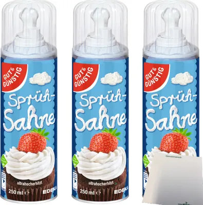 Produktbild von Gut & Günstig Sprühsahne 30% Fett 3er Pack (3x250ml Dose) + usy Block