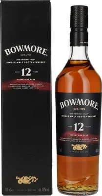 Produktbild von Bowmore 12 Years Sherry Oak + Box 700ml 40 % Vol.