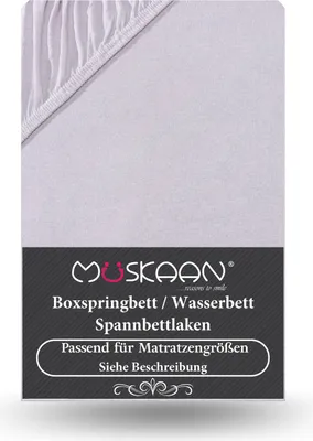 Produktbild von Premium Jersey Spannbettlaken 140x200 cm - 160x220 cm + 40 cm Boxspringbett mit Elasthan silber