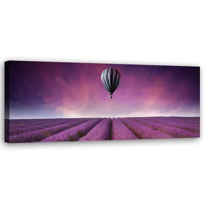 Produktbild von Leinwandbild Ballon über einem Lavendelfeld 150x50 Feeby Violett bild für die wand bereit zum aufhängen