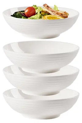 4er-Set Keramikschalen 17,8 cm weiß – Suppenschalen aus Porzellan