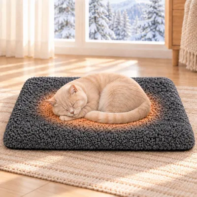 Image de Couverture chauffante pour chats et chiens, 60x45 cm, gris foncé