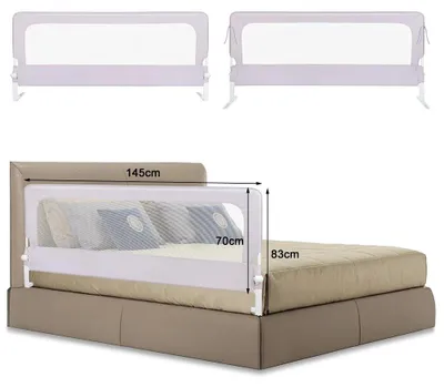 Image de Barrières de lit pour enfants et bébés - Barrières de sécurité - 150 cm - Structure en fer - Protection anti-chute - Gris