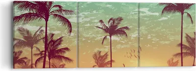 Produktbild von Bild auf Leinwand - Leinwandbild - Horizont Küste Kokosnuss Himmel - 90x30cm - Wand Bild - Wanddeko - Leinwanddruck - Bilder - Kunstdruck - Wanddekoration - Leinwand bilder - Wandkunst - CA90x30-3121