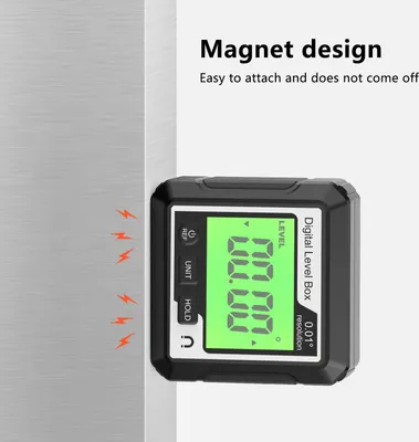 Zdjęcie produktu dla inklinator magnetyczny 3 w 1 Cyfrowy miernik poziomu i kąta nachylenia Wszechstronny inklinometr 4 * 90�� Wyświetlacz LCD Manometr 4 przełączane jednostki