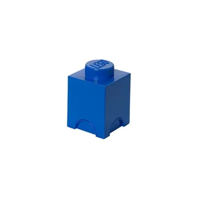 A single blue LEGO storage brick is shown against a white background.