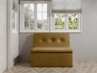 Produktbild von JKG Meble Essbank für Küche - Sitzbank Esszimmer mit Aufbewahrungsbehälter - Esszimmerbank Küche - Velours - Küchensofa - Honig - 110cm
