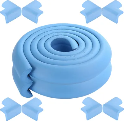 Produktbild von CANDeal 4 Meter L-Form Kantenschutz und 8 x Eckenschutz-Set, Premium-High-Density-Schaum baby schützende Haushaltswerkzeug für Tisch, Bank und andere Wohnmöbel - Himmelblau