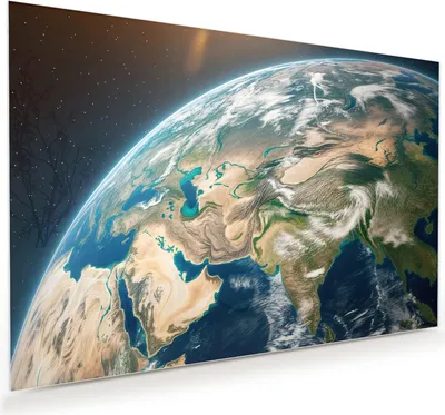 Produktbild von Glasbild 120x80cm in XXL für Wohnzimmer, Schlafzimmer Motiv Erde aus dem All