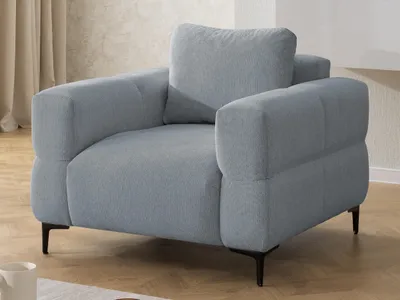 Produktbild von Cardea - Moderner Sessel in Bubble-Optik aus weichem Grau Strukturstoff mit hohem Sitzkomfort