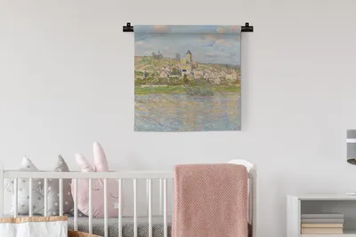 Produktbild von MuchoWow® Wandteppich Wandbehang Vétheuil - Claude Monet 60x60 cm Tapisserie Dekoration Wandtuch - Dekorationen - Wand Decke