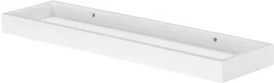A white shelf on a white background.