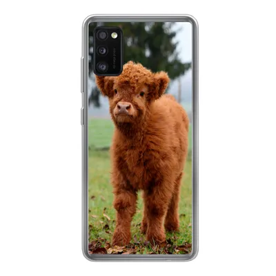 Produktbild von MuchoWow® Handyhülle Schutzhülle Hülle für Samsung Galaxy A41 Scottish Highlander - Kalb - Gras Silikon Softcase Handy Hülle - Mobiltelefon