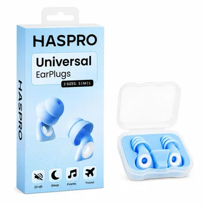Image de Haspro Bouchons d’Oreilles en Silicone SNR 29 dB – Réutilisables – Bleu