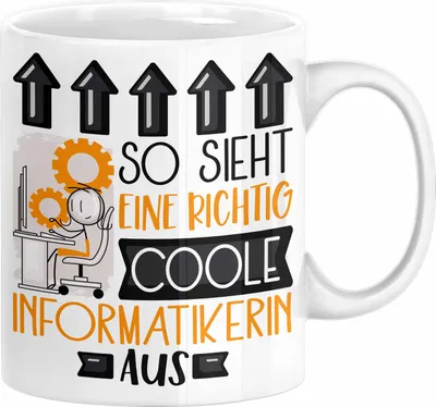 Produktbild von Informatikerin Geschenk Tasse Geschenkidee für Informatikerin Geburtstag Weihnachten Spruch So Sieht Eine Richtig Coole Informatikerin Aus Kaffee-Becher  (Weiß)