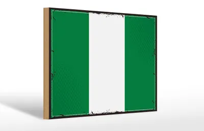 Produktbild von Holzschild Flagge Nigerias 30x20cm Retro Flag of Nigeria