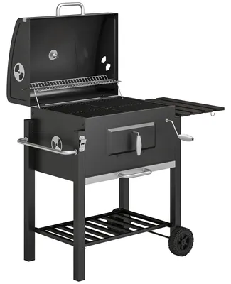 Produktbild von HolzkohlegrillSmokerBBQ-Smoker,1Ablage,1Handtuchhalter,2Grillroste,113cmx65cmx108cm,Schwarz
