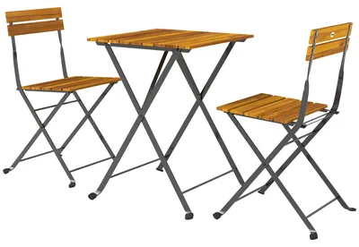 Productafbeelding van Outsunny zitset, 3-delig. Eetset met inklapbare eettafel en 2 inklapbare stoelen