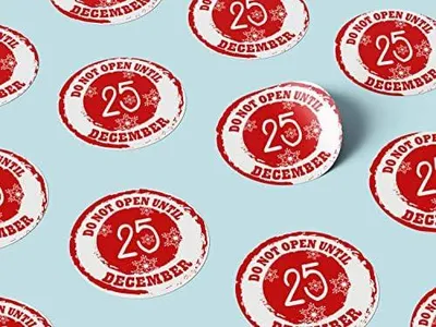 30 Weihnachts-Sticker „Nicht öffnen bis 25.“, 30x30 mm