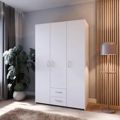 Zdjęcie produktu dla Forte ECONOBOX, szafa 120 cm, trzydrzwiowa szafa rozkładana z 2 szufladami