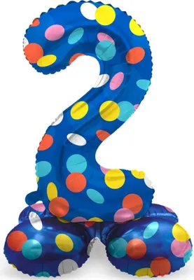 Produktbild von Stehender Zahl 2 Ballon Konfettiregen 41cm