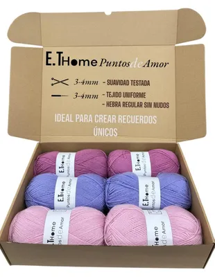 Obrázok produktu pre Priadze na háčkovanie a pletenie, 6 klbčiek, každé po 100 g, ružovej farby, veľkosť M