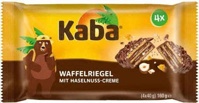 Produktbild von Kaba Waffelriegel mit Haselnussmilchcreme 4x40g knusprige Waffeln 160g