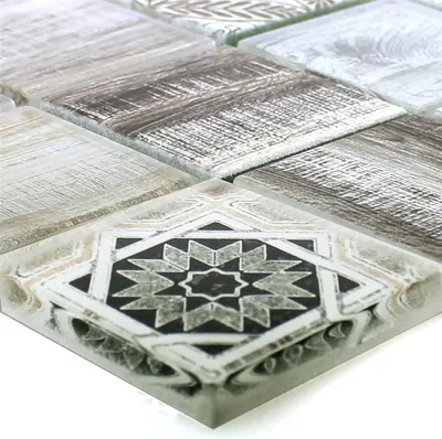 Produktbild von Glasmosaik Fliesen Holzoptik Makarska Beige