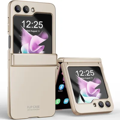Obrázek produktu pro Pouzdro pro Samsung Galaxy Z Flip 5 Tvrdé PC pouzdro s ochranou pantu, fólií na přední displej Zlato
