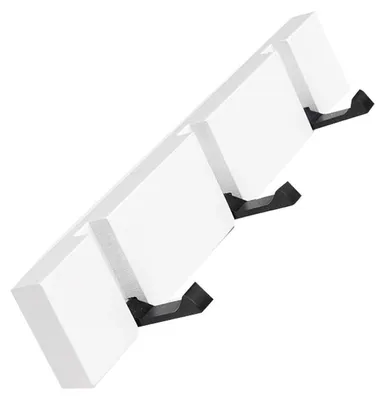 Imagen del producto de Perchero de pared con ganchos plegables, 3 ganchos, madera, blanco, para montaje en pared
