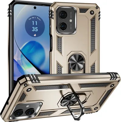 Produktbild von Schutzhülle für Motorola Moto G54 Dual Layer Robust Militäre Fallschutz Hülle mit Ringhalterung Ständer Gold