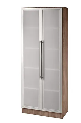 Produktbild von Büroschrank 5 Ordnerhöhen BxTxH 800x420x2004mm Nussbaum/Silber mit Glastüren