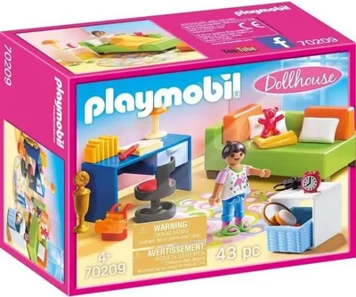 Zdjęcie produktu dla PLAYMOBIL 70209 Pokój dziecięcy z rozkładaną sofą, Dom tradycyjny, 43 elementy, Z figurką, Z notatnikiem