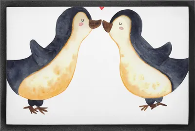Produktbild von Mr. & Mrs. Panda fußmatte Pinguin Liebe 60 x 90 cm - Schwarz - Geschenk, Love, Gummimatte, Bodenvorleger, Freund, Schmutzmatte, Hochzeitstag, Freundin, Liebesspruch