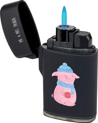 Produktbild von Mr. & Mrs. Panda zigarettenanzünder Schwein Glühwein - Schwarz - Geschenk, Feuerzeuge, Gasfeuerzeug, anzünder, gas, Weihnachten, Glühschwein, Punsch, Feuerzeug