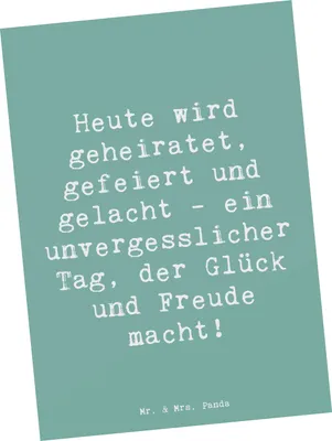 Produktbild von Mr. & Mrs. Panda Postkarte Spruch Hochzeitsfeier Freude - Meeresbrise - Geschenk, Ansichtskarte, Geschenke, teilen, Postkarten, Heirat, unvergesslicher Tag, Fotokarte