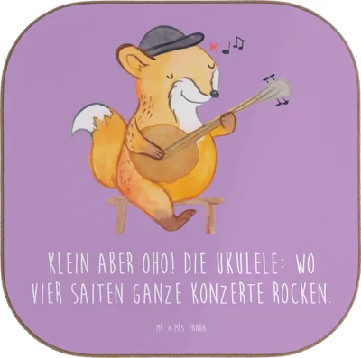 Produktbild von Mr. & Mrs. Panda Untersetzer für Gläser Ukulele Magie - Lavendeltraum - Geschenk, Tischuntersetzer, Musik machen, Coaster, Instrument lernen, unterleger, Hawaii, Akkorde