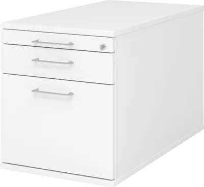 Produktbild von bümö office Rollcontainer - mit Hängeregistratur - Nachbildung: Weiß, Griff: Bügelgriff (Metall)