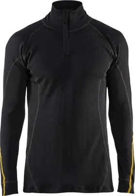 Produktbild von Blakläder Flammschutz Unterhemd 4796 1075 Half-Zip, 78% Wolle in schwarz, Größe:M