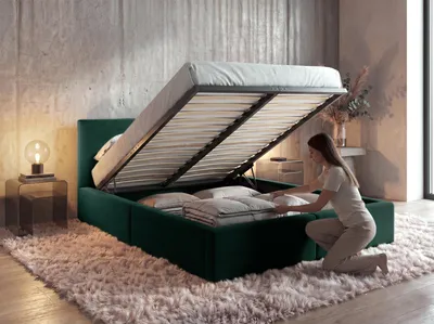 Produktbild von Interbeds HILTON Polsterbett 160x200 cm Green mit Bettkasten & Hebemechanismus